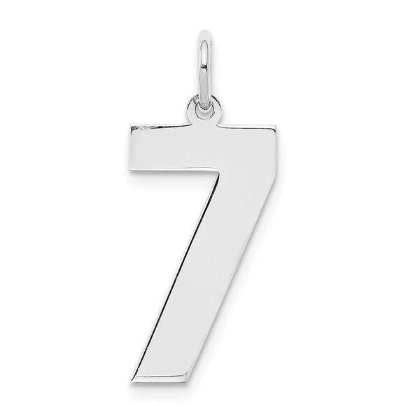 Sterling Silver, Athletic Collection, Large Polished Number 7 Pendant - Picture 1 of 5